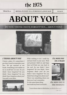 an advertisement for the television program about you