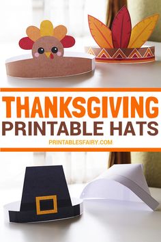 thanksgiving printable hats for kids to make with paper and construction materials, such as construction paper