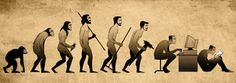 the evolution of man's body is depicted in this poster, which depicts men using computers