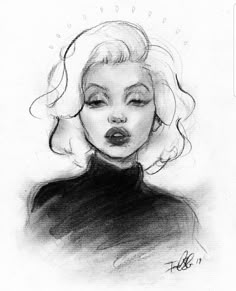 a black and white drawing of a woman with her eyes closed