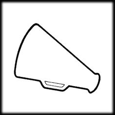 a black and white drawing of a bullhorn or megaphone on a white background