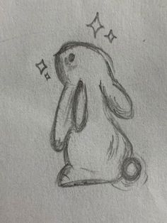 a drawing of a bunny with stars on its head