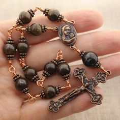 Antique copper single decade rosary One Decade Rosary, Pocket Rosary, Rosary Beads Catholic, Decade Rosary, Catholic Rosary, Rosary Catholic, Rosary Beads, Antique Copper, Rosary