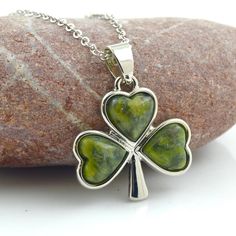 "Silver Plated Connemara Marble Shamrock Pendant Gemstone:Connemara Marble Metal Type:Base metal Chain Type:18\" base metal Width (Inches)0.83 Width (mm)  21 Height (mm) 20         Height (Inches)0.79 Total Weight (g)4.97   - Made in Ireland  - Free shipping" Connemara Marble, Celtic Spiral, Clover Jewelry, Irish Gifts, Knot Earrings, Base Metal, Metal Chain, Pendant Necklaces, Types Of Metal