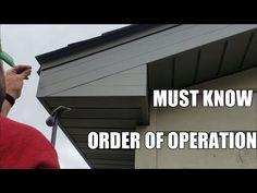 a man is painting the side of a house with words that read must know order of operation