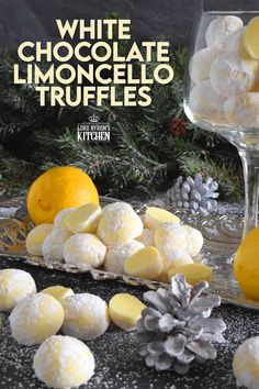 white chocolate limocello truffles with pine cones