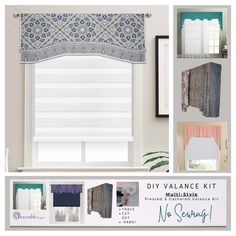 Traceable Designer DIY pleated and gathered swag valance kit includes multiple no-sew swag curtain styles. Reusable for unlimited DIY home decorating! No Sew Valance, Window Treatments For Bedroom, White Curtain Rod, Diy Swag, Curtains Without Sewing, Diy Valance, Window Decorating, Swag Curtains, Custom Valances