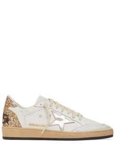 20mm Rubber sole. Leather upper. Crackled leather toe. Laminated star insert. Front lace-up closure. Leather and cotton lining Ski Accessories, Loafer Mules, Mule Sandals, Flat Espadrilles, Heeled Loafers, Ski Wear, Golden Goose, Manolo Blahnik, Sneakers White