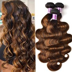 PRICES MAY VARY. Hair Material:🌺 Brazilian Body Wave Hair weave Bundles.Top Grade 10A 100% Human remy hair bundles was cut from young girls, clean and healthy to make sew in or wigs Hair Quality:🌺 Ombre Body wave Human Hair bundles strong double weft, No Shedding. No tangle. Soft and Silky. Thick and no split end. Hold curls well.Can be Bleached, Dyed, Heat, Style the Hair Weave as You Want. 3. Hair Color:🌺Human Hair Bundles Brown with Highlight TFB30 color. Very beautiful and fashion.can mak Wavy Weave, Unice Hair, Blond Ombre, Brazilian Hair Bundles, Brazilian Remy Hair, Brown Balayage, Hair Weaves, Human Virgin Hair, Raw Hair