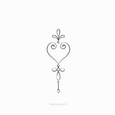 a line drawing of a heart with a key hanging from it's side, on a white background