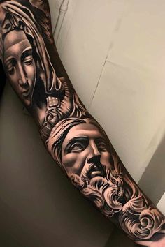 Forearm Cover Up Tattoos, Photographer Tattoo, Zeus Tattoo, Medusa Tattoo Design, Mary Tattoo, Full Sleeve Tattoo Design, Men Tattoos Arm Sleeve, Cool Arm Tattoos, Forearm Tattoo Design