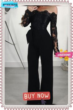 Floral Lace Long Sleeve Patchwork Belted Jumpsuits Formal Jumpsuit, Rompers Womens Jumpsuit, Colorful Jumpsuit, Off Shoulder Jumpsuit, Jumpsuit Dressy, Jumpsuit Elegant, Lace Jumpsuit, Casual Rompers, Blue Jumpsuits