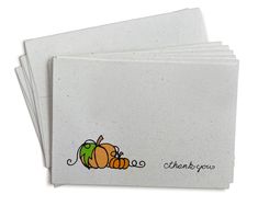 four thank you cards with pumpkins on them