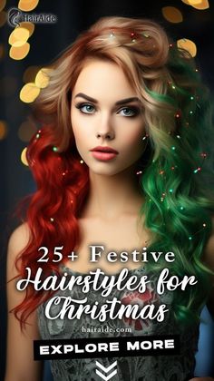 Get into the holiday spirit with these 25+ vibrant Christmas hair color ideas. Transform your look for the festive season. #christmashairstyles #holidayhair #festivehair #christmashair #holidayhairstyles #partyhair #winterhair #christmasparty #hairstyleinspo #hairtutorials #holidaylooks #christmasbeauty #festivebeauty #hairgoals #christmasglam #holidayvibes #winterhairstyles #christmasinspo #hairideas Christmas Color Hair, Creative Ugly Christmas Sweater, Braided Beard, Hairstyle App, Wine Red Hair