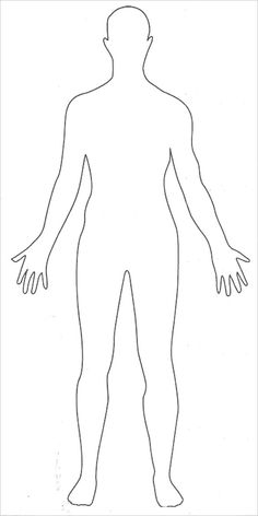 the outline of a man's body and hands