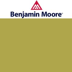 the benjam moore logo is shown on a white and yellow background with black lettering