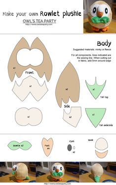 the instructions for how to make your own rowet plushie