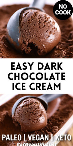 easy dark chocolate ice cream in a bowl