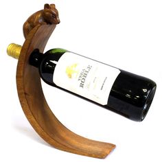 Balance Wine Holders - Mouse - SHAMTAM.COM Wooden Wine Holder, Wine Holders, Magic Gift, Wine Bottle Holder, Olive Oil Bottles, Wine Holder, Wine Bottle Holders, Natural Wood Finish, Candle Shapes