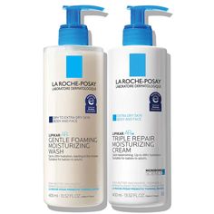 LIPIKAR WASH AP+ MOISTURIZING BODY & FACE WASH Moisturizing body & face wash for extra dry, sensitive skin provides 24-hour hydration starting in the shower. This comforting foaming wash helps protect skin from the drying effects of water and leaves the skin clean, soft, and instantly soothed. LIPIKAR AP+M TRIPLE REPAIR BODY MOISTURIZER FOR DRY SKIN This triple repair body cream moisturizer (formerly Lipikar Balm AP+) is clinically shown to reduce dry, rough skin and provide 48-hour hydration. F La Roche Posay Body Wash, Lotion Routine, La Roche Posay Lipikar, Skin Microbiome, Dry Skin Body, Thermal Water, Extra Dry Skin, Cream Moisturizer, Body Hygiene