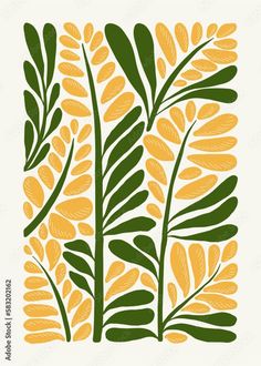 an illustration of yellow and green leaves on a white background with the words, plant life