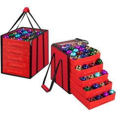 Package Include: you will get 2 pack Christmas ornament storage boxes come with 5 individual carry trays, which is large enough for you to hold up to 100 ornaments into; Each Organizer allows you to store each ornament in its own slot MOEPISY | MOEPISY 2 Pack Christmas Ornament Storage Boxes in Red | 16.5" H X 16.5" W X 13" D | Wayfair Christmas Ornament Storage, Ornament Storage Box, Ornament Storage, Kids Table And Chairs, Kid Table, Bathtub Accessories, Kids Bedroom Furniture, Christmas Storage, Kitchen Sets