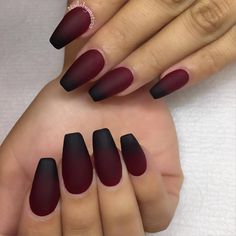 Burgundy and black matte ombre nails Nail Maroon, Matte Maroon Nails, Maroon Nail Designs, Ombre Nail Art Designs, Matte Nail Art, Unghie Sfumate, Burgundy Background, Nails Ombre