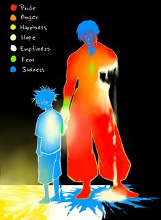 an image of two people standing next to each other in front of a black background