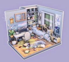 an image of a living room with furniture and decor on the floor in 3d format