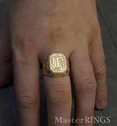 Ring With Letter, Mens Signet Ring, Ring Initial, Signet Ring Men, Mens Gold Rings, Sterling Silver Mens Rings, Letter Ring, Unique Gifts For Men, Gold Signet Ring