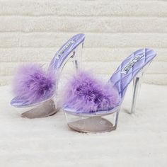 Brand New Slip On Style Marabou Feather Fur Upper Quilted Foot-Bed Us Ladies Sizes Runs Tts Summer Heels With Feather Trim And Round Toe, Summer Feathered Heels, Feathered Heels With Round Toe For Summer, Summer High Heel Feathers Heels, Summer High Heels With Feathers, Feathered High Heels For Summer, Summer Feathered High Heels, Spring High Heel With Feathers, Feathered Heels With Round Toe