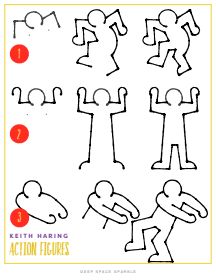 the instructions to draw an action figure for children's art projects, including drawing and coloring