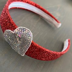 Beautiful Red Glitter Headband With Iridescent Ab Sequin Heart. One Size Fits All. Brand New. Hot Pink Hat, Gold Hair Bow, Minion Hats, Glitter Headband, Gold Glitter Bow, Hello Kitty Earrings, Toddler Girl Fall, Heart Brand, Glitter Headbands