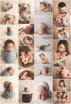 a collage of photos with babys and their parents