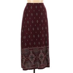 Nwt Maxi Skirt From Dressbarn 1x 96% Polyester 4% Spandex 37" Length, 38" Waist New With Tags Very Boho Maroon, Burgundy Maroon Skirt Outfit, Maxi Skirt Fall, Broomstick Skirt, Maroon Skirt, Batik Skirt, Womens Long Skirt, Striped Maxi Skirts, Womens Maxi Skirts, Printed Maxi Skirts