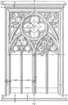 an architectural drawing of the front and side of a building with columns, arches and windows