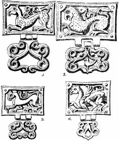 four different designs in the form of decorative ornaments, vintage line drawing or engraving illustration