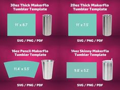 the different sizes and shapes of tumbler cups are shown in this graphic diagram, which includes