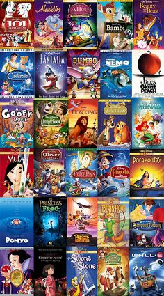 many different disney movies are shown together