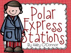 a red and white sign with the words polar express stations