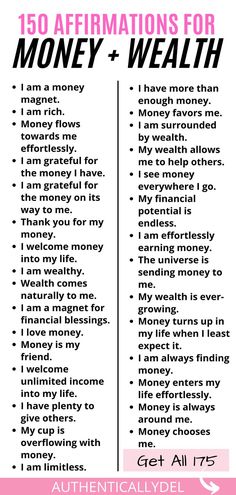 money affirmations Affirmation Wealth, Affirmations For Money, Affirmations For Wealth, Money And Wealth, Money Prayer, Money Affirmation, Financial Growth, Wealth And Abundance, Financial Abundance