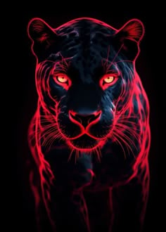 a black and red tiger with glowing eyes