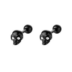 Men's Gothic Punk Black Skull Skeleton Screw Back Stud Earrings Stainless Steel | eBay Earrings Emo, Goddess Of Fortune, Black Stud, Black Skull, Gothic Punk, Black Skulls, Flower Hair Accessories, Fashion Accessories Jewelry, Beauty Bag