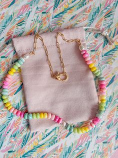 Indulge in some sweet summertime vibes with our Summer Candy Necklace. Handmade with colorful and bright beads, this necklace is the perfect accessory to add a touch of sunshine to any outfit. Plus, it's made with gold-filled materials for a bright and luxurious finish. Get ready to make a statement with this playful a Trendy Beaded Necklace, Sewing Inspiration Projects, Beaded Necklace Outfit, Seed Bead Bracelets Diy, Jewelry To Sell, Jewelry Craft Ideas, Summer Candy, Summertime Vibes, Diy Jewelry To Sell