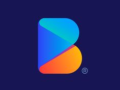 the letter b logo with an orange and blue color scheme on a dark background, it appears to be made up of overlapping shapes