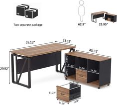 Computer Desks, Writing Desks, Desks, Writing Table, L-Shaped Desks, Desks With Cabinets, Office Furniture - Tribesigns Particle Board Furniture, File Cabinet Storage, Desk With File Cabinet, Modern L Shaped Desk, Office Dark, Large Computer Desk, File Cabinet Desk, Mobile Printer, Desk Size