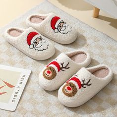 Christmas Home Slippers Cute Cartoon Santa Claus Cotton Slippers For Women And M | eBay Reindeer Slippers, Christmas Slippers, Santa Reindeer, Home Slippers, Christmas Plush, Christmas Cartoons, Winter House, House Slippers, Mens Slippers