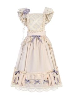 Dress / Top Details:Bowknot Details / Ruffle Trim Size S M L Full Length 112 114 116 Axes Femme Fashion, Ribbon Reference, Punk Style Outfits, Morning Glories, Fairy Dresses, Purple Ribbon, Melodrama, Japanese Street Fashion, Fairy Dress