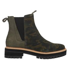 PRICES MAY VARY. Suede upper Pull on entry Camouflage Pattern Ortholite Water-Resistant upper Fear No Forecast In The Dakota, A Casual Lugged Forest Camouflage Chelsea Boot With Water-Resistant Uppers. Features Rubber Lug Outsoles For Good Traction. Safari Boots Women, Olive Boots, Safari Outfits, Green Ankle Boots, Green Boots, Brown Jacket, Womens Toms, Chelsea Boot, Casual Boots