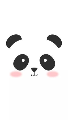 the panda face is black and white with pink eyes